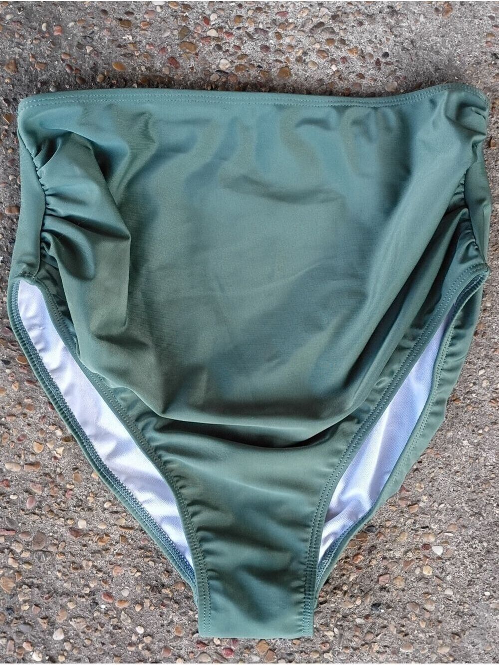 2/$10 NWOT Army Green High Waisted Ruched Swimming Bottoms Size Small